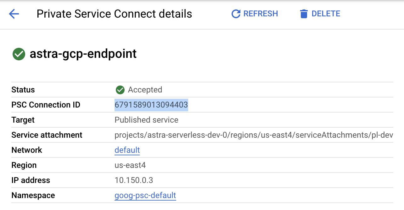 Google Cloud Private Service Connect details