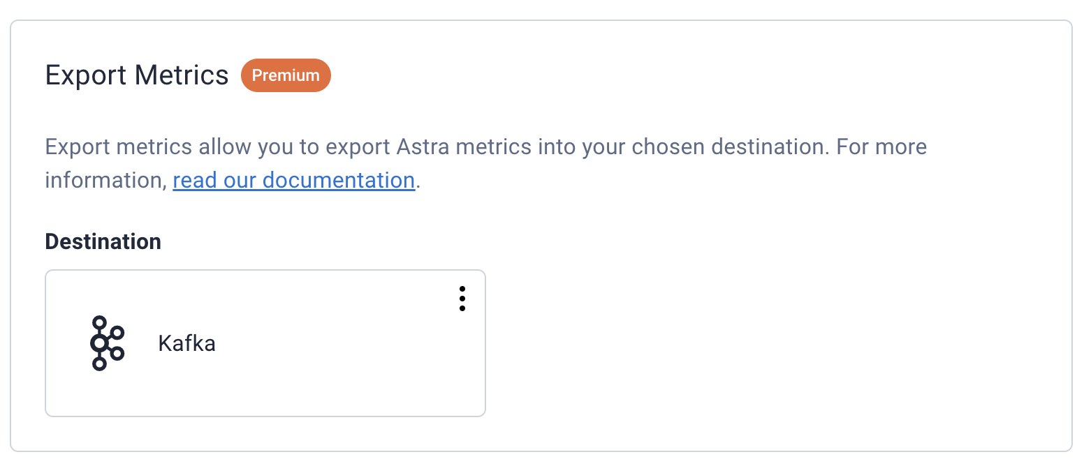 Astra DB Metrics added destination.