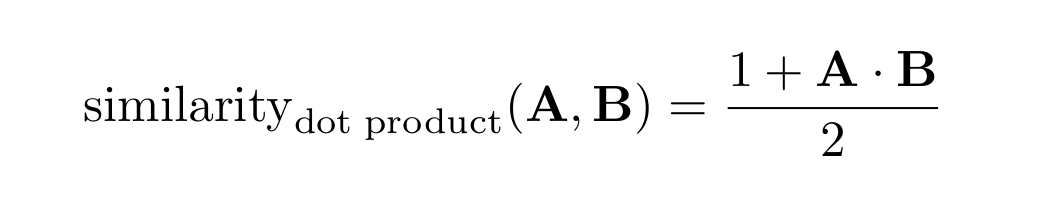 Dot product similarity formula