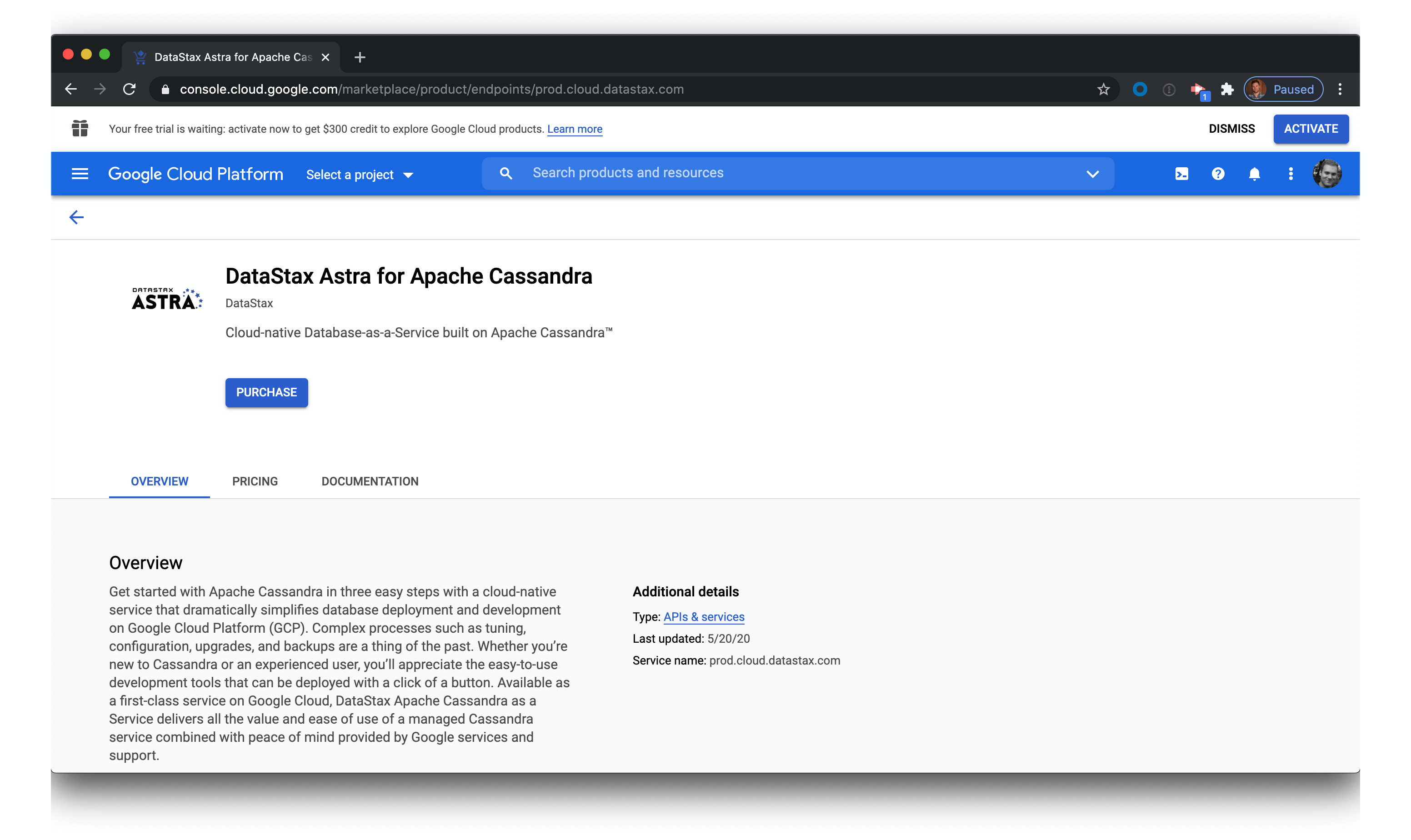 Google Cloud landing page