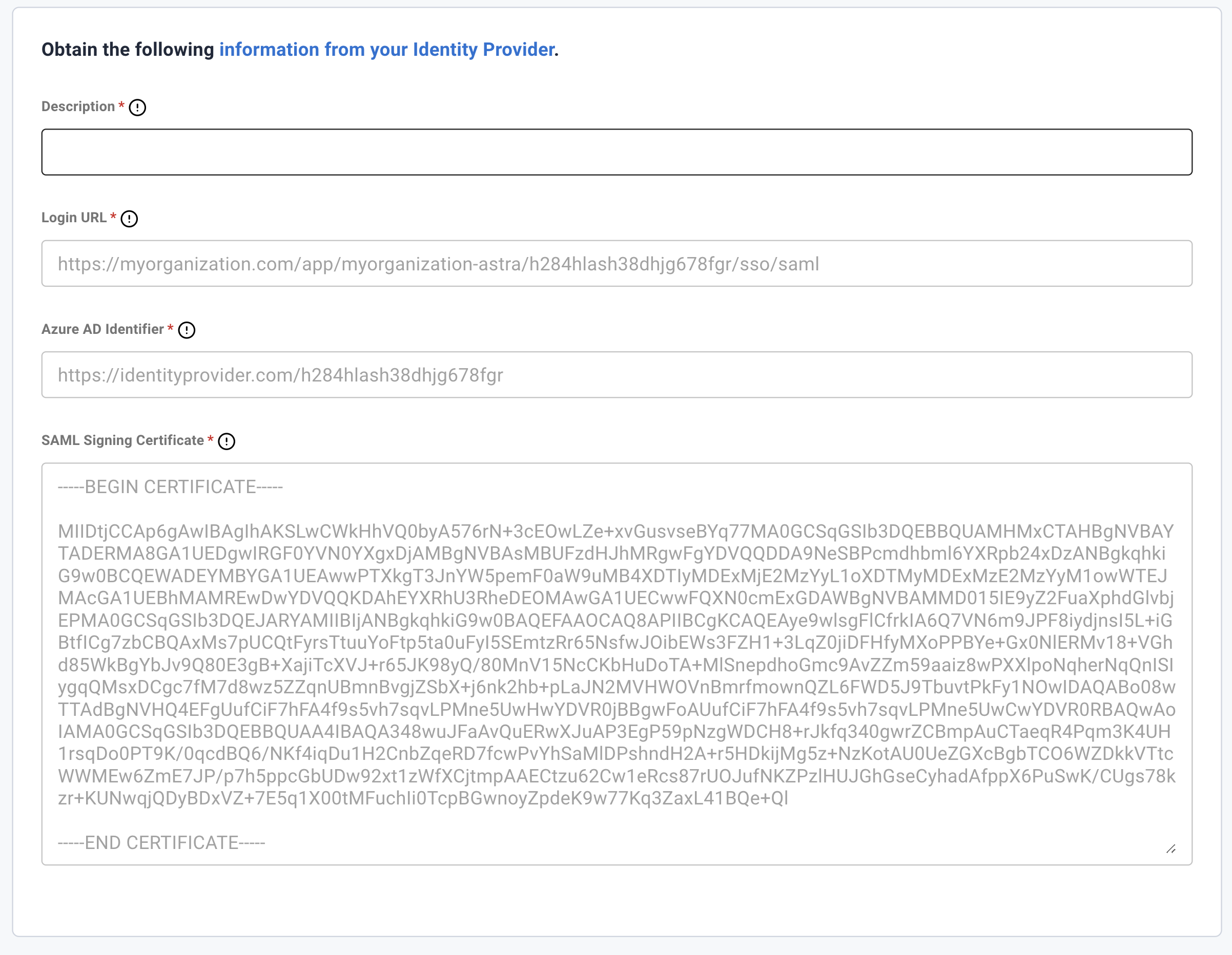 MS Azure obtainIdP