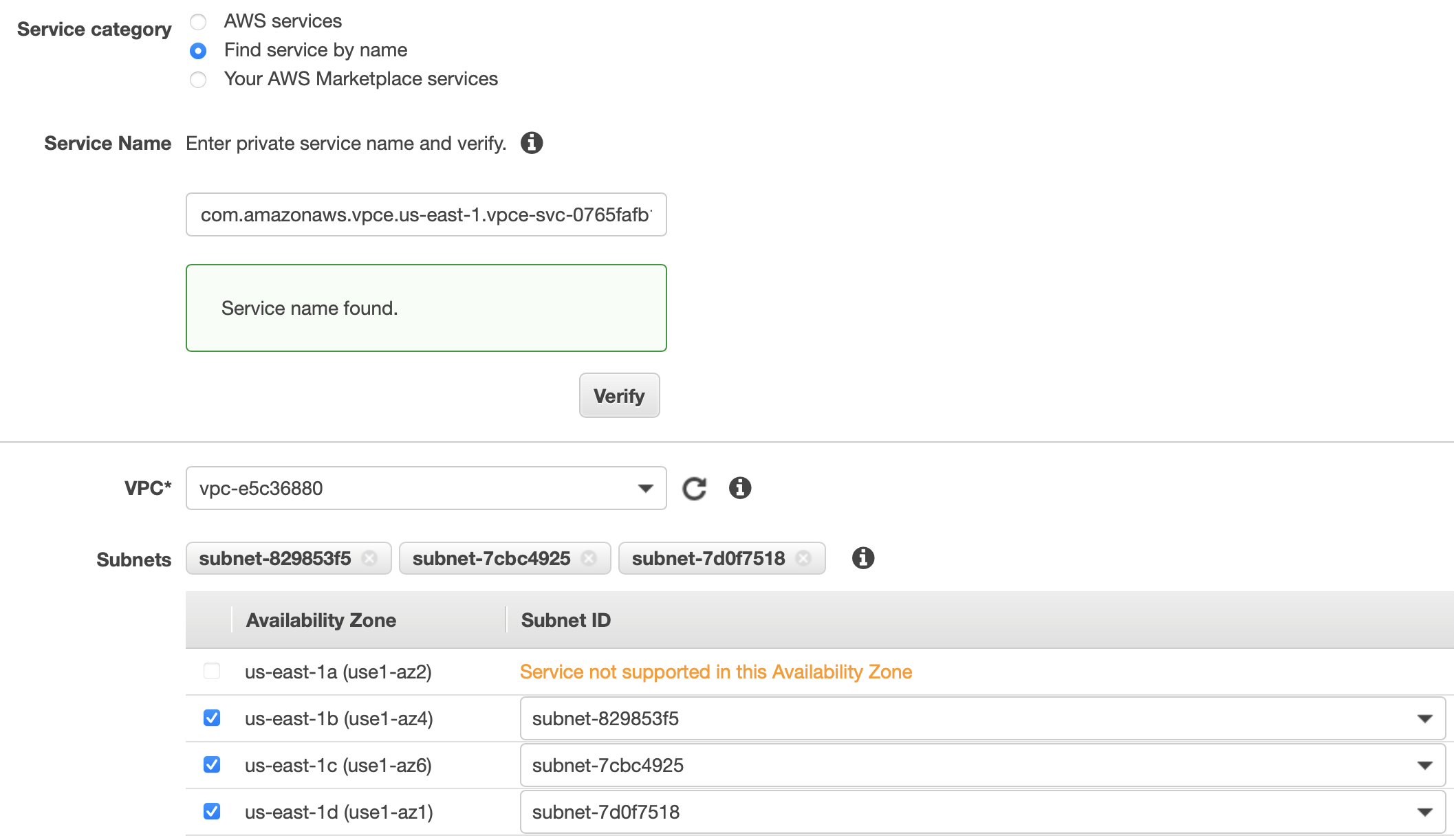 AWS Private Service Connect added Endpoint example