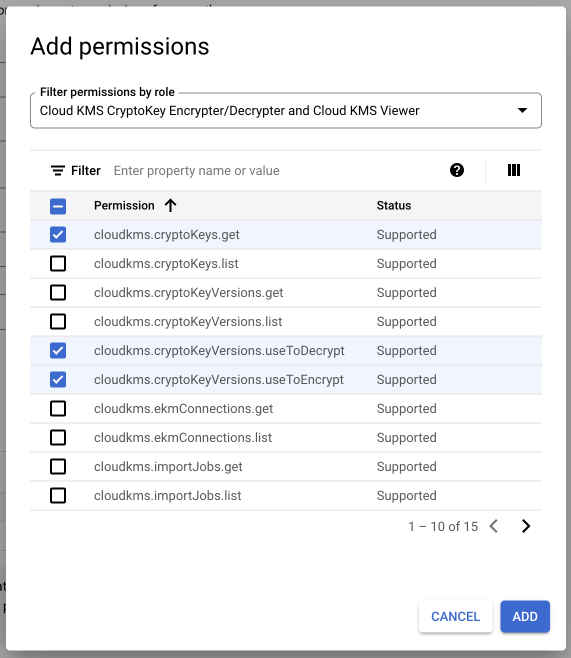 Google Cloud Key Management Add Permissions By Role to ensure DataStax access to CMEK.