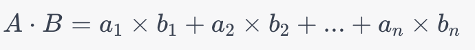 Dot product calculation for the two vectors