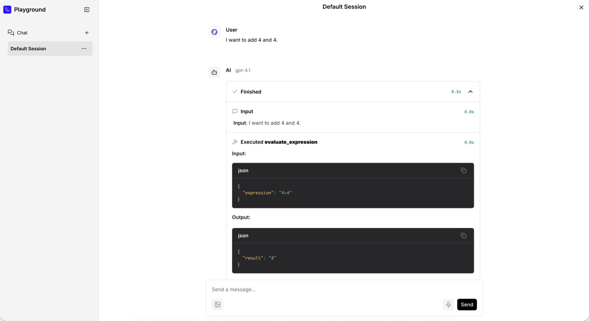 quickstart simple agent playground