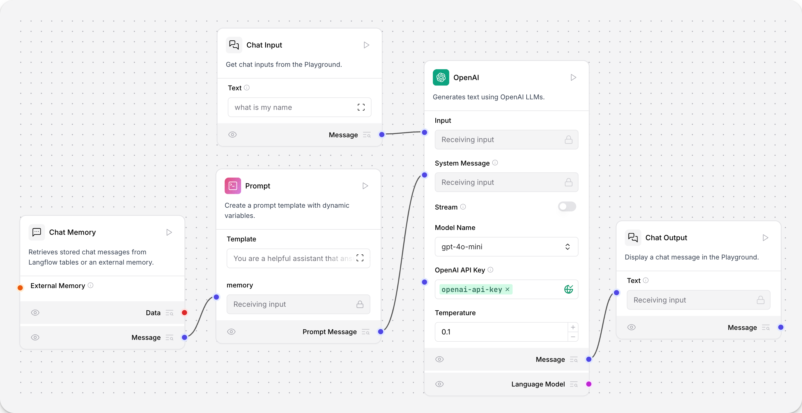 starter flow memory chatbot