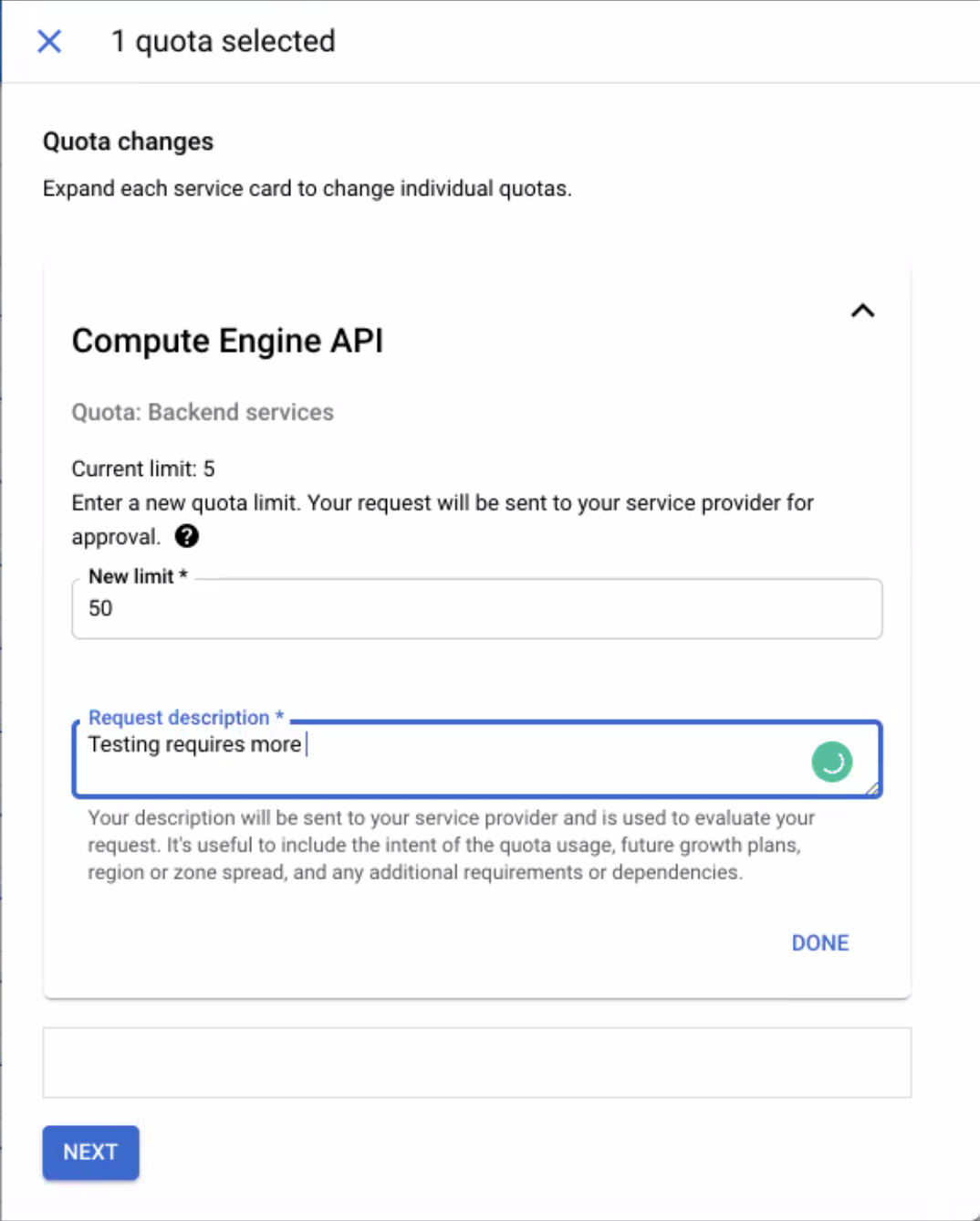 GCP Backend Quota