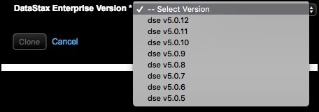 DSE version list in Clone Config Profile dialog