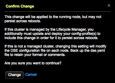 Confirm enabling a Performance Service feature