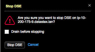 Confirm stopping DSE dialog with optional drain before stopping