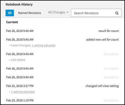 view allChgs notebook history