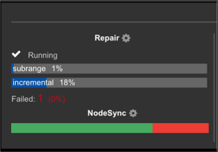 View the NodeSync cluster progress status bar from the Nodes subpanels