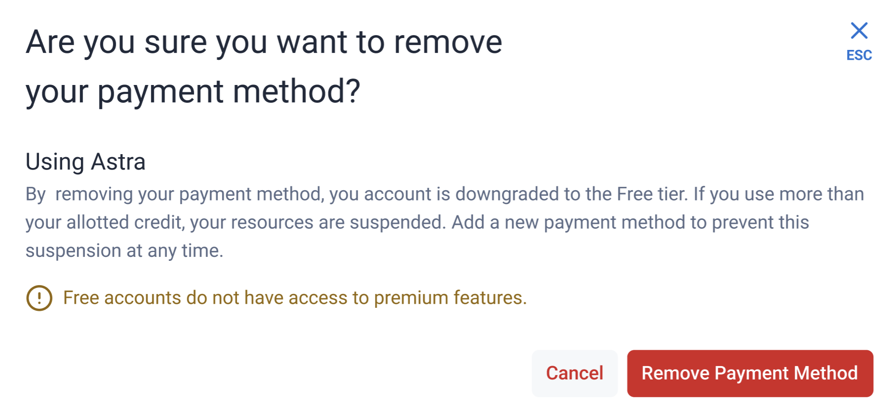want to remove payment