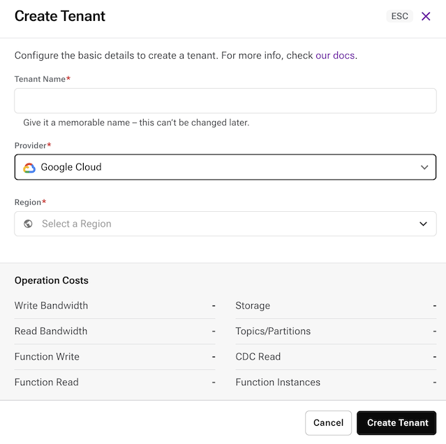 Create new tenant