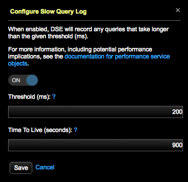 perfServiceConfigSlowQueryLog
