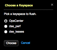 Choose keyspace to flush dialog